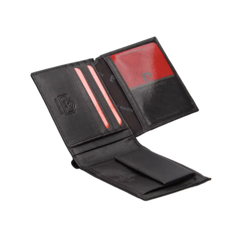 Pierre cardin, set de curea si portofel de piele 2 piese, negru, model cz001